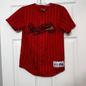 Boys Large Vintage Red Braves Jersey